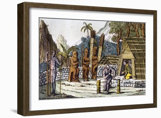 Mora, Cemetery on Island of Nuku Hiva, Marquesas Islands Archipelago-Adam Johann Von Krusenstern-Framed Giclee Print