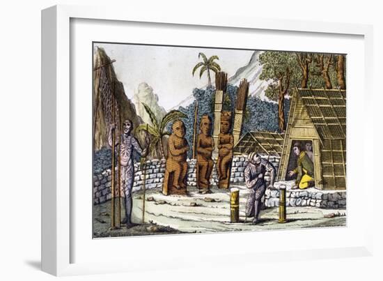 Mora, Cemetery on Island of Nuku Hiva, Marquesas Islands Archipelago-Adam Johann Von Krusenstern-Framed Giclee Print