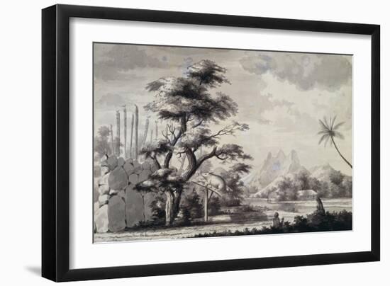 Morai or Burial Place with a Pig Being Offered as a Sacrifice to the Dead-null-Framed Giclee Print