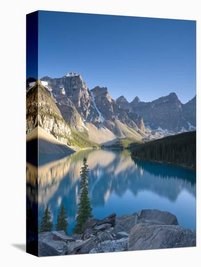 Moraine Lake and Valley of Peaks at Sunrise, Banff National Park, Alberta, Canada-Michele Falzone-Stretched Canvas