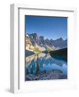 Moraine Lake and Valley of Peaks at Sunrise, Banff National Park, Alberta, Canada-Michele Falzone-Framed Photographic Print