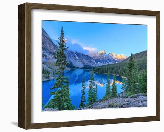 Moraine Lake at Sunrise-Olena Suvorova-Framed Premium Photographic Print