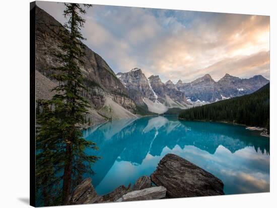 Moraine Lake at sunset in the Canadian Rockies, Banff National Park, UNESCO World Heritage Site, Al-Tyler Lillico-Stretched Canvas