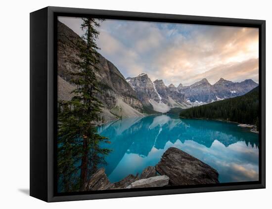 Moraine Lake at sunset in the Canadian Rockies, Banff National Park, UNESCO World Heritage Site, Al-Tyler Lillico-Framed Stretched Canvas