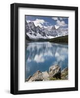 Moraine Lake in Fall with Fresh Snow, Banff Nat'l Park, UNESCO World Heritage Site, Alberta, Canada-James Hager-Framed Photographic Print