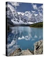 Moraine Lake in the Fall with Fresh Snow, Banff National Park, UNESCO World Heritage Site, Alberta,-James Hager-Stretched Canvas