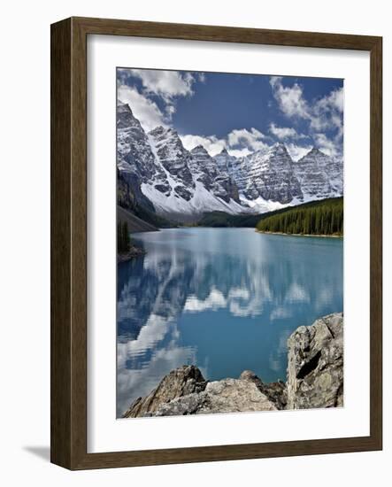 Moraine Lake in the Fall with Fresh Snow, Banff National Park, UNESCO World Heritage Site, Alberta,-James Hager-Framed Photographic Print