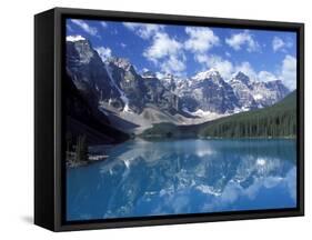 Moraine Lake in the Valley of Ten Peaks, Canada-Diane Johnson-Framed Stretched Canvas