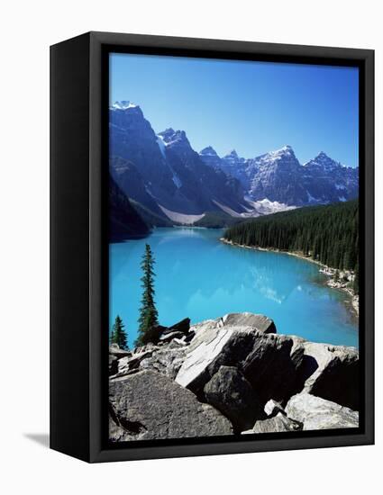 Moraine Lake, Valley of the Ten Peaks, Banff National Park, Rocky Mountains-Hans Peter Merten-Framed Stretched Canvas