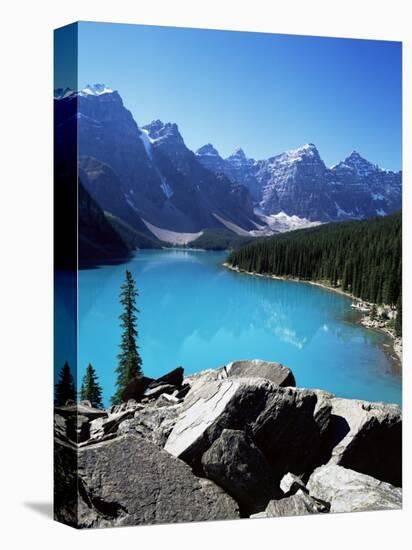 Moraine Lake, Valley of the Ten Peaks, Banff National Park, Rocky Mountains-Hans Peter Merten-Stretched Canvas