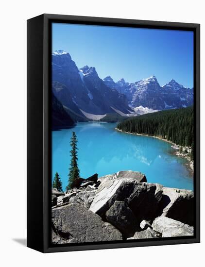 Moraine Lake, Valley of the Ten Peaks, Banff National Park, Rocky Mountains-Hans Peter Merten-Framed Stretched Canvas