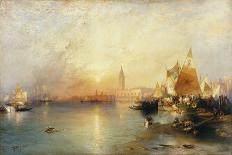 Sunset, Venice; Santa Maria and the Ducal Palace-Moran Thomas-Framed Giclee Print