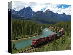 Morants Curve, Bow River, Canadian Pacific Railway, Near Lake Louise, Banff National Park, UNESCO W-Hans Peter Merten-Stretched Canvas