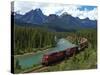 Morants Curve, Bow River, Canadian Pacific Railway, Near Lake Louise, Banff National Park, UNESCO W-Hans Peter Merten-Stretched Canvas