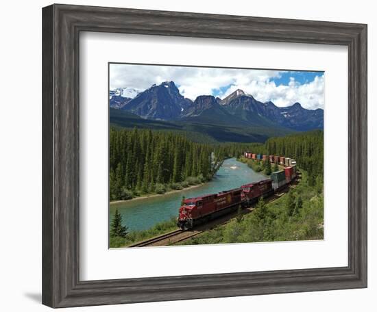 Morants Curve, Bow River, Canadian Pacific Railway, Near Lake Louise, Banff National Park, UNESCO W-Hans Peter Merten-Framed Photographic Print