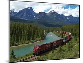 Morants Curve, Bow River, Canadian Pacific Railway, Near Lake Louise, Banff National Park, UNESCO W-Hans Peter Merten-Mounted Photographic Print