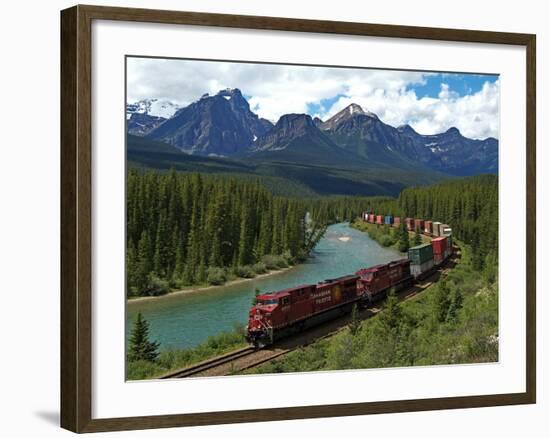 Morants Curve, Bow River, Canadian Pacific Railway, Near Lake Louise, Banff National Park, UNESCO W-Hans Peter Merten-Framed Photographic Print