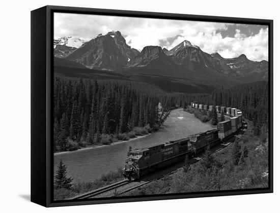 Morants Curve, Bow River, Canadian Pacific Railway, Near Lake Louise, Banff National Park, UNESCO W-Hans Peter Merten-Framed Stretched Canvas
