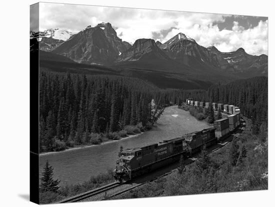 Morants Curve, Bow River, Canadian Pacific Railway, Near Lake Louise, Banff National Park, UNESCO W-Hans Peter Merten-Stretched Canvas
