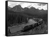 Morants Curve, Bow River, Canadian Pacific Railway, Near Lake Louise, Banff National Park, UNESCO W-Hans Peter Merten-Framed Stretched Canvas