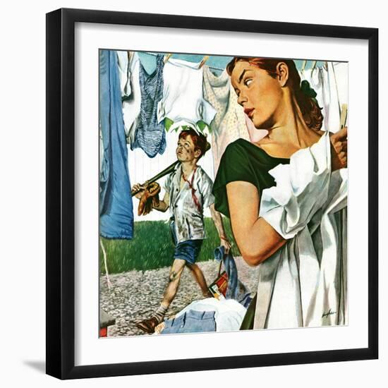 "More Clothes to Clean," April 17, 1948-George Hughes-Framed Giclee Print