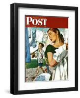 "More Clothes to Clean," Saturday Evening Post Cover, April 17, 1948-George Hughes-Framed Giclee Print