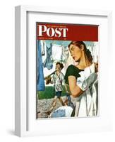 "More Clothes to Clean," Saturday Evening Post Cover, April 17, 1948-George Hughes-Framed Giclee Print