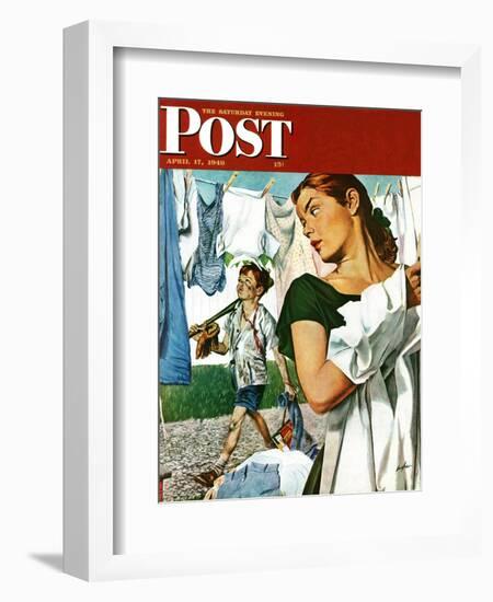 "More Clothes to Clean," Saturday Evening Post Cover, April 17, 1948-George Hughes-Framed Giclee Print