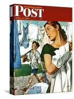 "More Clothes to Clean," Saturday Evening Post Cover, April 17, 1948-George Hughes-Stretched Canvas