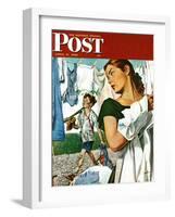 "More Clothes to Clean," Saturday Evening Post Cover, April 17, 1948-George Hughes-Framed Giclee Print