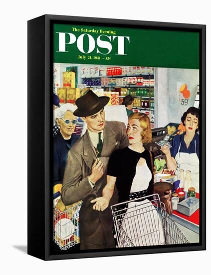 "More Money, Honey" Saturday Evening Post Cover, July 21, 1951-George Hughes-Framed Stretched Canvas