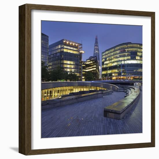 More Riverside, the Scoop, High Rises, the Shard Skyscraper, in the Evening-Rainer Mirau-Framed Photographic Print