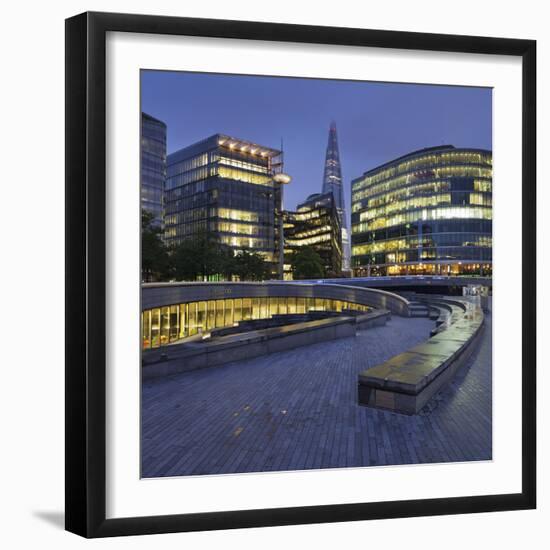 More Riverside, the Scoop, High Rises, the Shard Skyscraper, in the Evening-Rainer Mirau-Framed Photographic Print