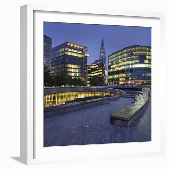 More Riverside, the Scoop, High Rises, the Shard Skyscraper, in the Evening-Rainer Mirau-Framed Photographic Print