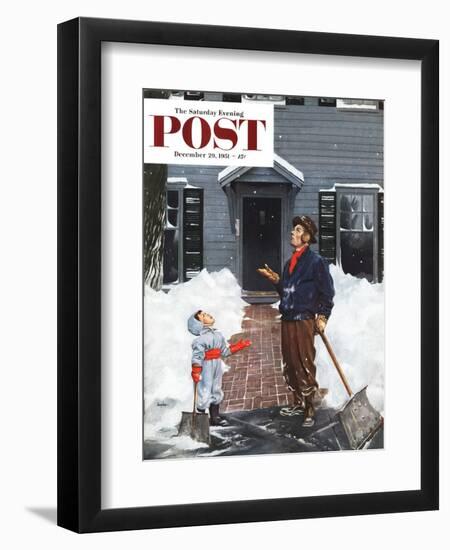 "More Snow?" Saturday Evening Post Cover, December 29, 1951-George Hughes-Framed Giclee Print