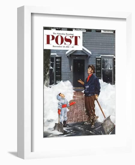 "More Snow?" Saturday Evening Post Cover, December 29, 1951-George Hughes-Framed Giclee Print