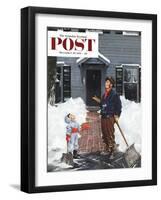 "More Snow?" Saturday Evening Post Cover, December 29, 1951-George Hughes-Framed Giclee Print