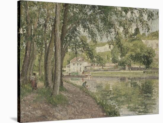 Moret, le canal du Loing (Seine et Marne) ou Chemin de halage à Saint Mammès-Camille Pissarro-Stretched Canvas