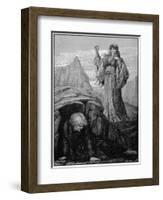 Morgan Le Fay Casts Spell on Merlin-Henry Ryland-Framed Giclee Print