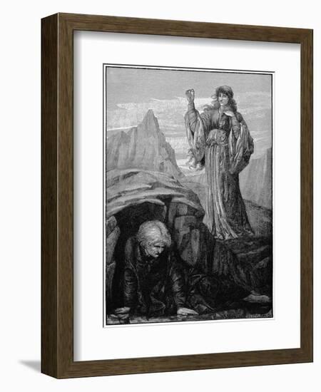 Morgan Le Fay Casts Spell on Merlin-Henry Ryland-Framed Giclee Print