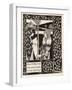 Morgan Le Fay Gives a Shield to Sir Tristram-Aubrey Beardsley-Framed Art Print