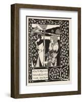 Morgan Le Fay Gives a Shield to Sir Tristram-Aubrey Beardsley-Framed Art Print