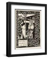 Morgan Le Fay Gives a Shield to Sir Tristram-Aubrey Beardsley-Framed Art Print