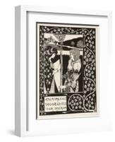 Morgan Le Fay Gives a Shield to Sir Tristram-Aubrey Beardsley-Framed Art Print