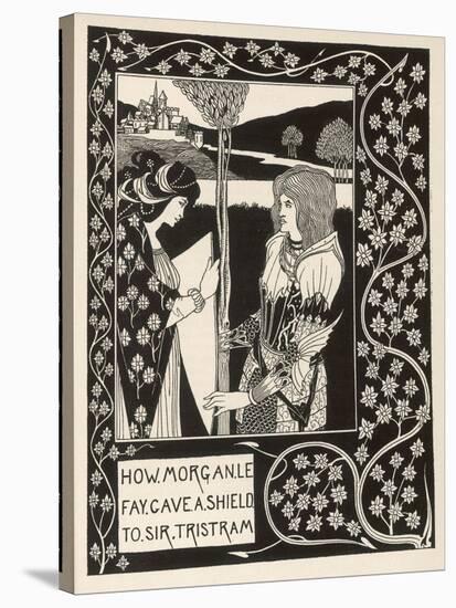 Morgan Le Fay Gives a Shield to Sir Tristram-Aubrey Beardsley-Stretched Canvas