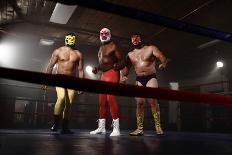 Three Masked Wrestlers Stand in Ring-morganlstudios-Photographic Print