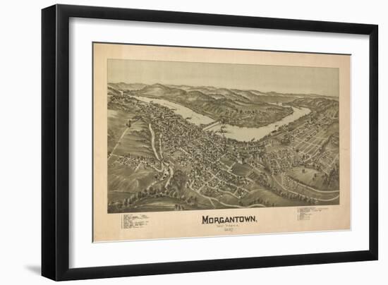 Morgantown, West Virginia - Panoramic Map-Lantern Press-Framed Art Print