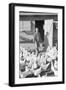 Mori Nakashima feeding chickens, Manzanar Relocation Center, 1943-Ansel Adams-Framed Premium Photographic Print