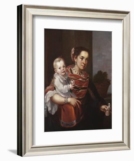 Morisca Woman and Albino Girl, c.1750-Mexican School-Framed Giclee Print