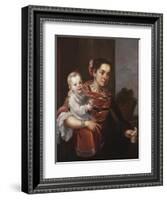 Morisca Woman and Albino Girl, c.1750-Mexican School-Framed Giclee Print